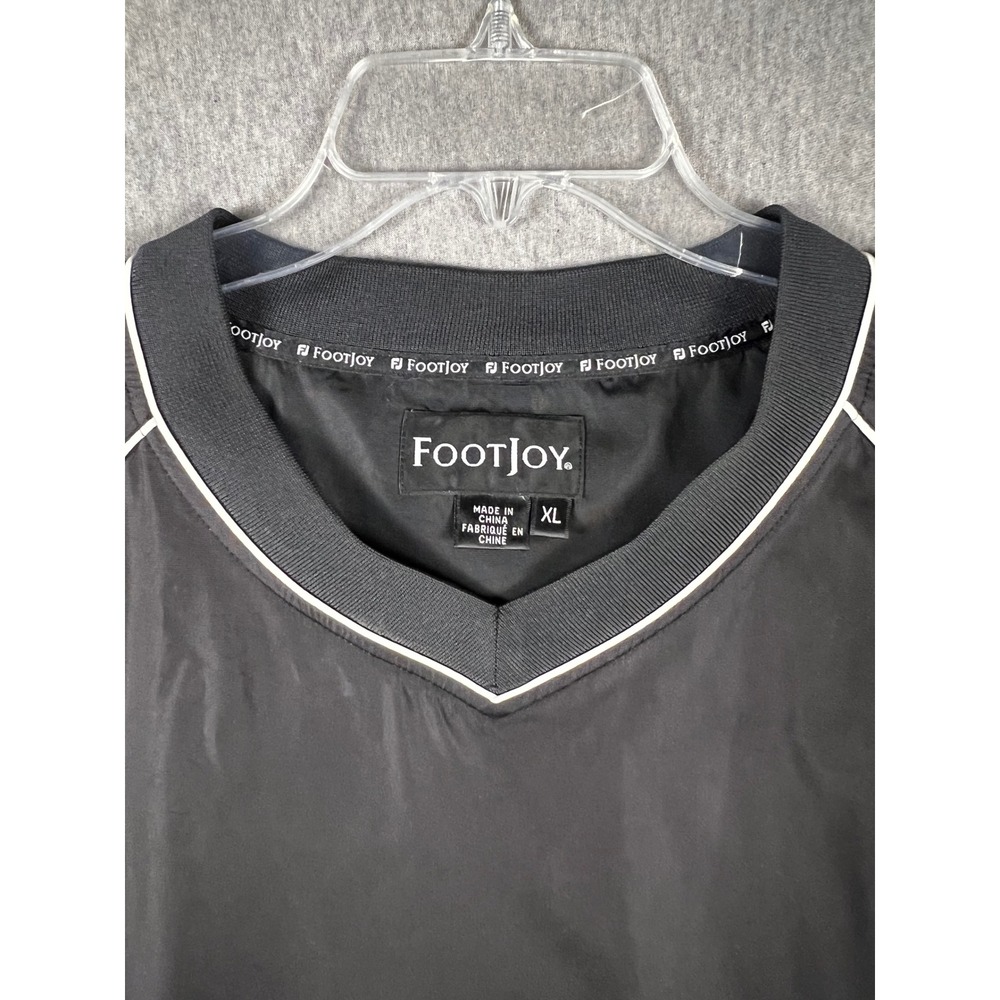 FootJoy Mens XL Black V-Neck Golf Windbreaker Pullover Long Sleeve Jackett